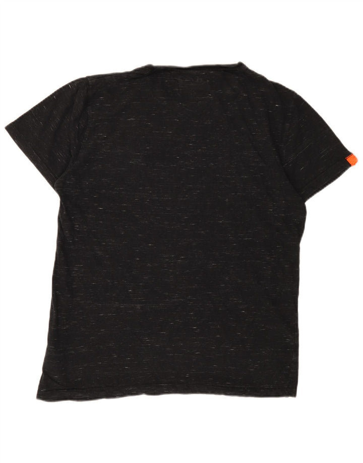 SUPERDRY Hombre Camiseta Top Medium Black Moteado De Algodón