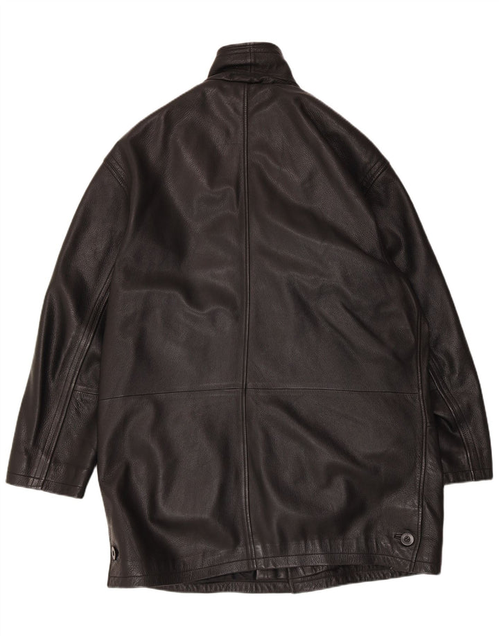 Vintage hombres regular fit chaqueta de cuero Reino Unido 40 grande negro
