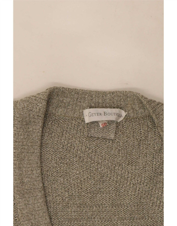 Vintage hombres Cardigan suéter IT 50 gris grande