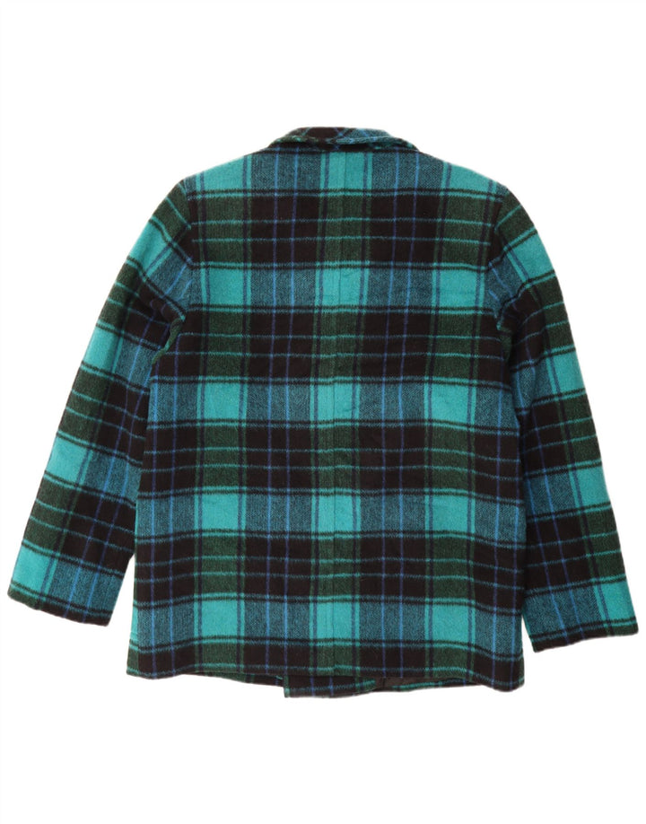Vintage hombres doble pecho Blazer chaqueta Reino Unido 44 2XL lana a cuadros azul