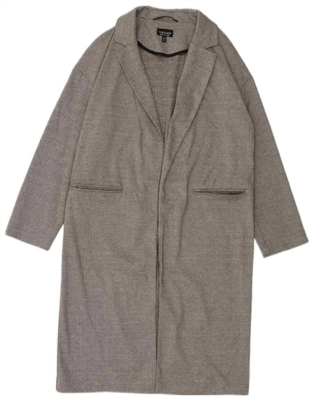 Topshop Abrigo abierto extragrande para mujer UK 10 Small Grey Herringbone