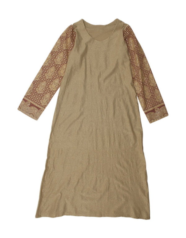 Vintage mujer Maxi vestido Reino Unido 14 oro grande Paisley