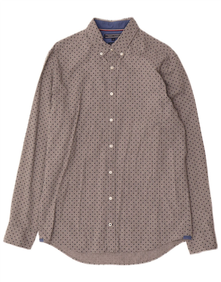 Camisa Tommy Hilfiger New York Fit Gris Medio Geométrico
