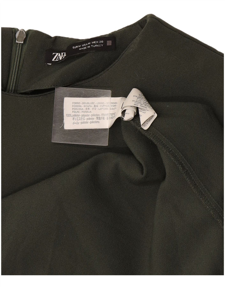 Zara Vestido tubo sin mangas para mujer UK 42 Poliéster caqui medio