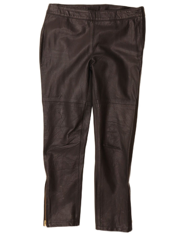 Vintage mujer pantalones de cuero delgados grandes W30 L28 cuero negro