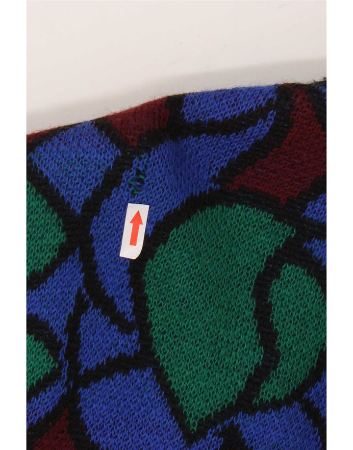 Vintage mujeres patrón abstracto cardigan suéter Reino Unido 18 XL multicolor