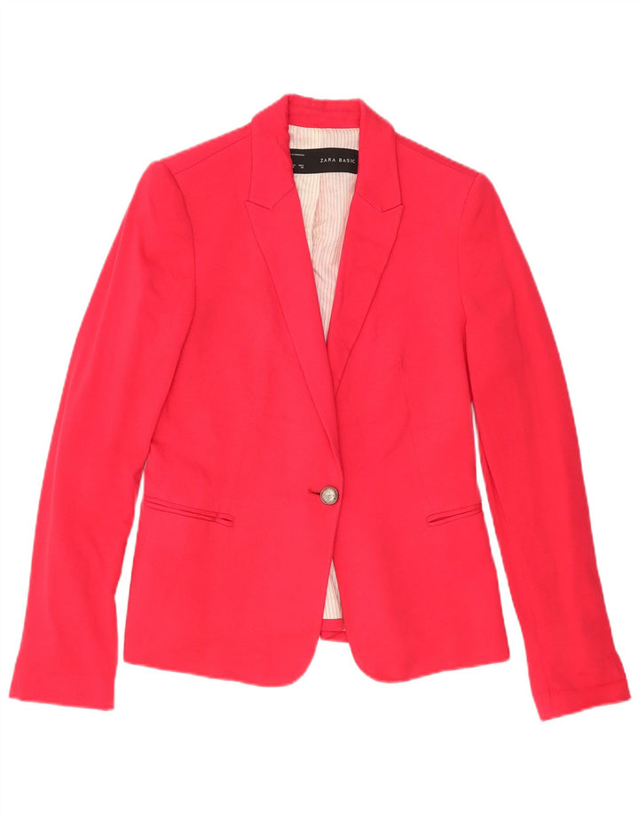 Zara Chaqueta Blazer De 1 Botón Para Mujer UK 42 Viscosa Rosa Mediana