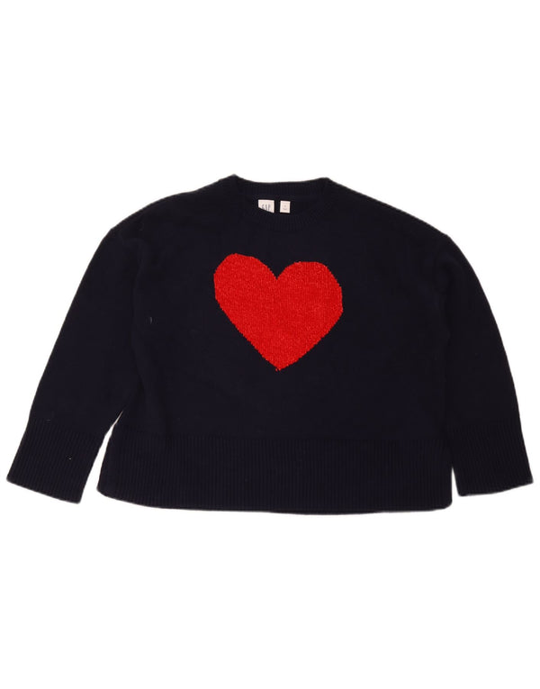 Gap Jersey gráfico con cuello redondo para niñas 11-12 años XL Azul marino Corazón
