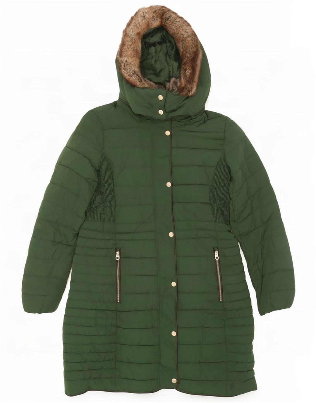 Joules Abrigo acolchado con capucha para mujer UK 40 Poliéster verde medio