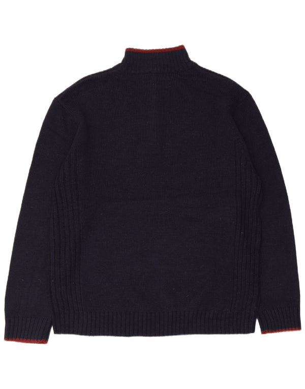 Pierre Cardin - Jersey para hombre con cuello y cremallera, tamaño grande, acrílico azul marino