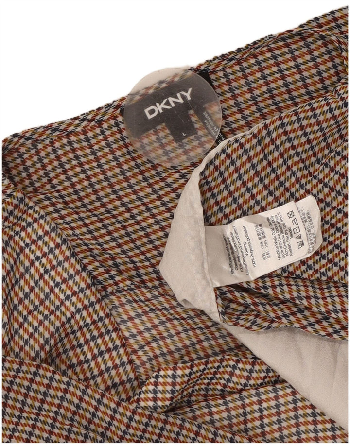 DKNY Blusa de manga larga para mujer UK 46 Large Multicolor Houndstooth