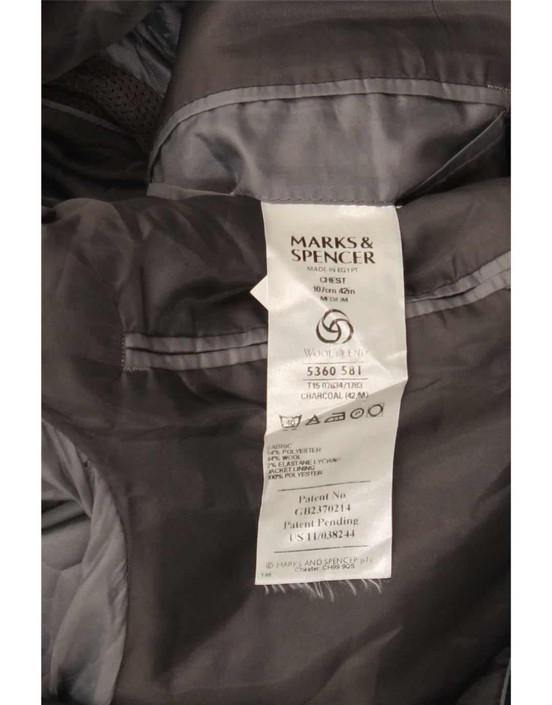 Marks & Spencer Chaqueta tipo blazer de 3 botones para hombre Reino Unido 42 Poliéster gris grande