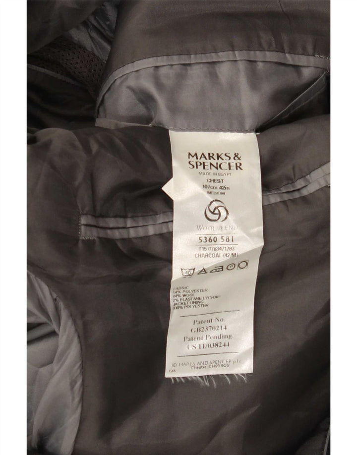Marks & Spencer Chaqueta tipo blazer de 3 botones para hombre Reino Unido 42 Poliéster gris grande