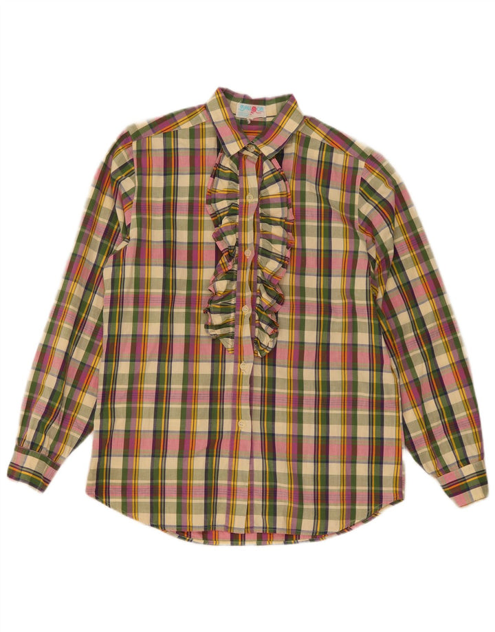 Camisa de gran tamaño con volantes en la parte delantera para mujer IT 36 XS Cuadros multicolores