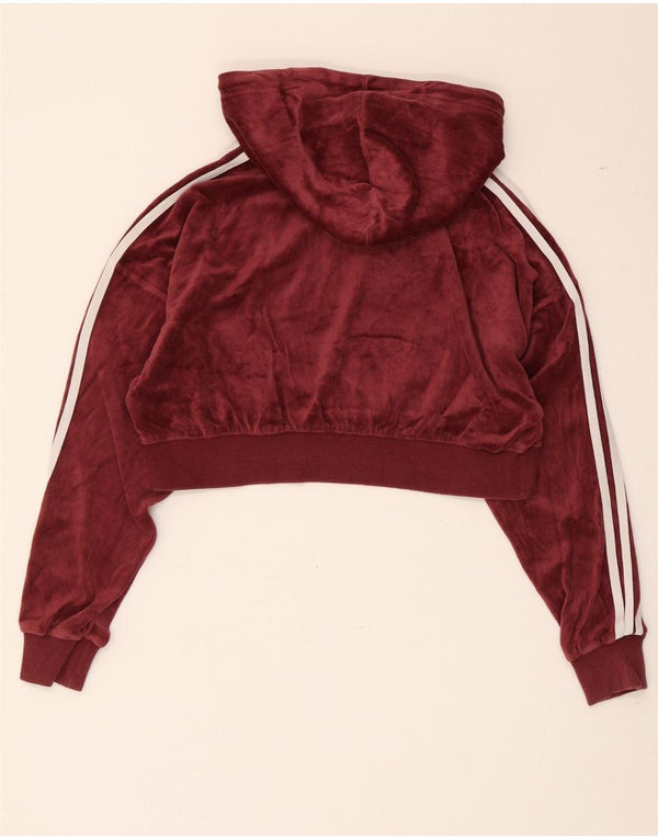 Adidas - Sudadera con capucha para mujer, diseño gráfico de gran tamaño, talla 4 XS, algodón burdeos