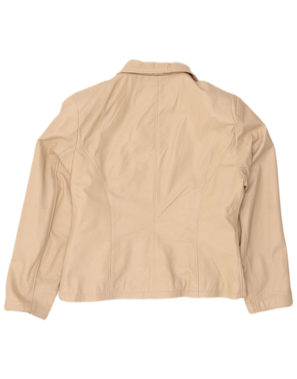 Vintage mujer chaqueta de cuero Reino Unido 18 XL cuero beige
