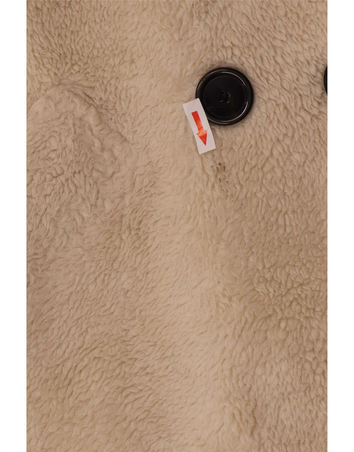 Zara Mujer Teddy Bear Abrigo De Doble Botonadura UK 14 Medium Off White