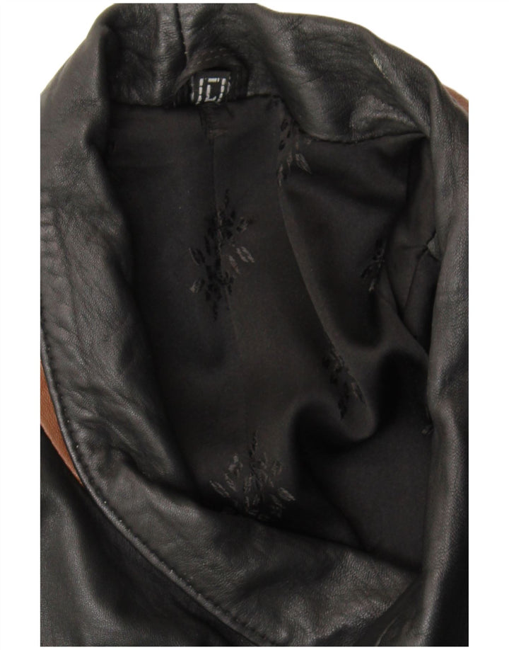 VINTAGE Abrigo de cuero para hombre Reino Unido 40 Bloque de color negro grande