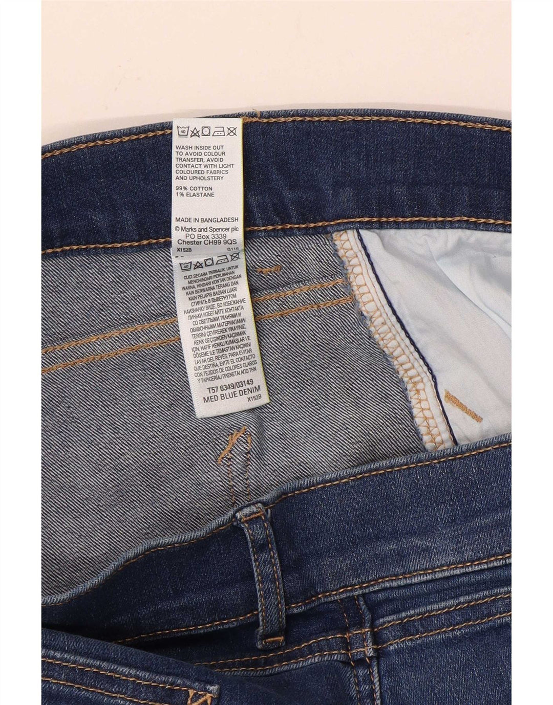 Marks & Spencer Jeans Slim Bootcut para Mujer UK 12 Medium W30 L28 Algodón Azul