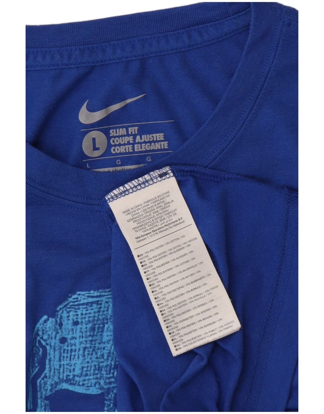 NIKE Camiseta ajustada con gráfico para hombre, talla grande, poliéster azul