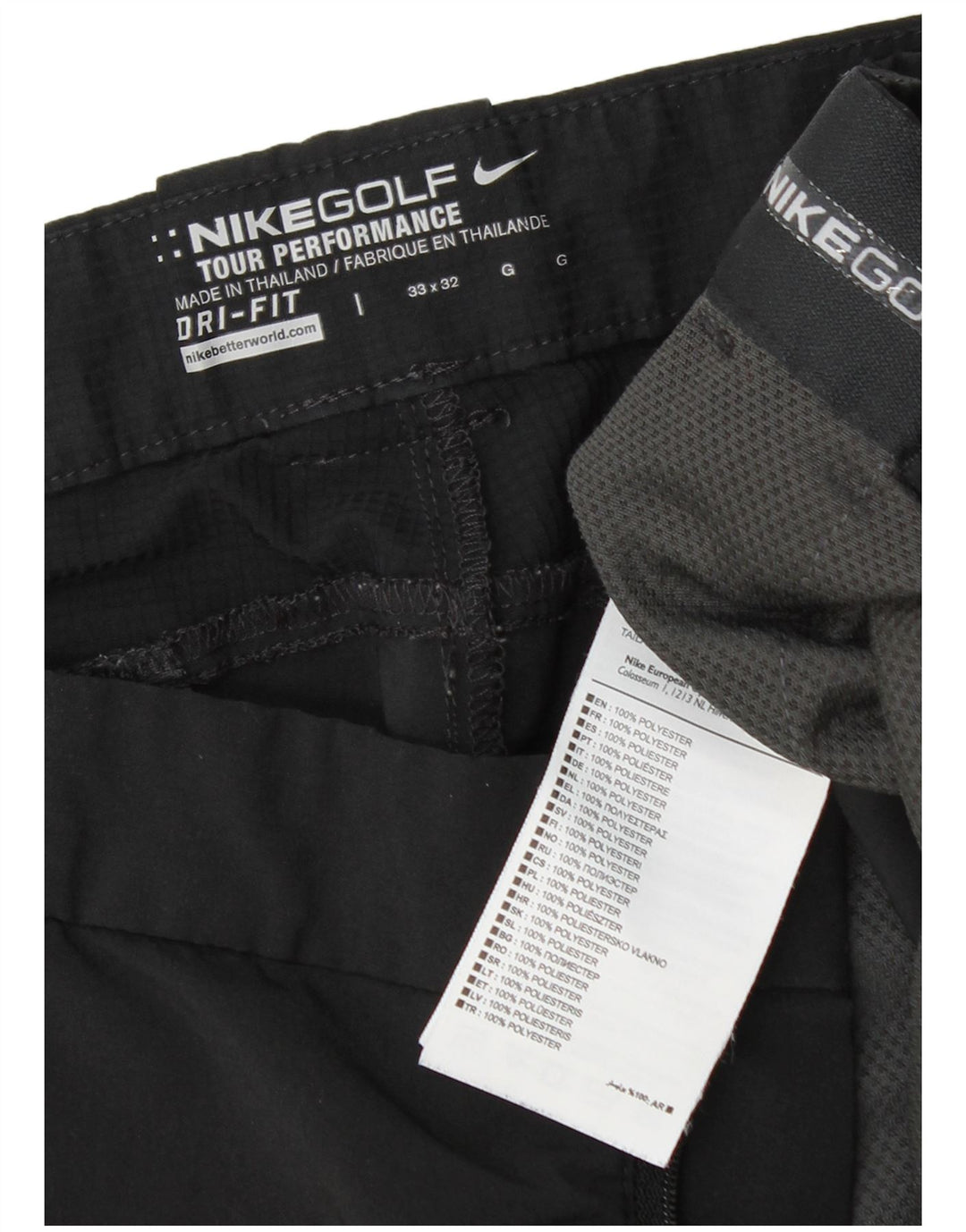 NIKE Pantalón chino recto Dri Fit para hombre W33 L32 Poliéster negro