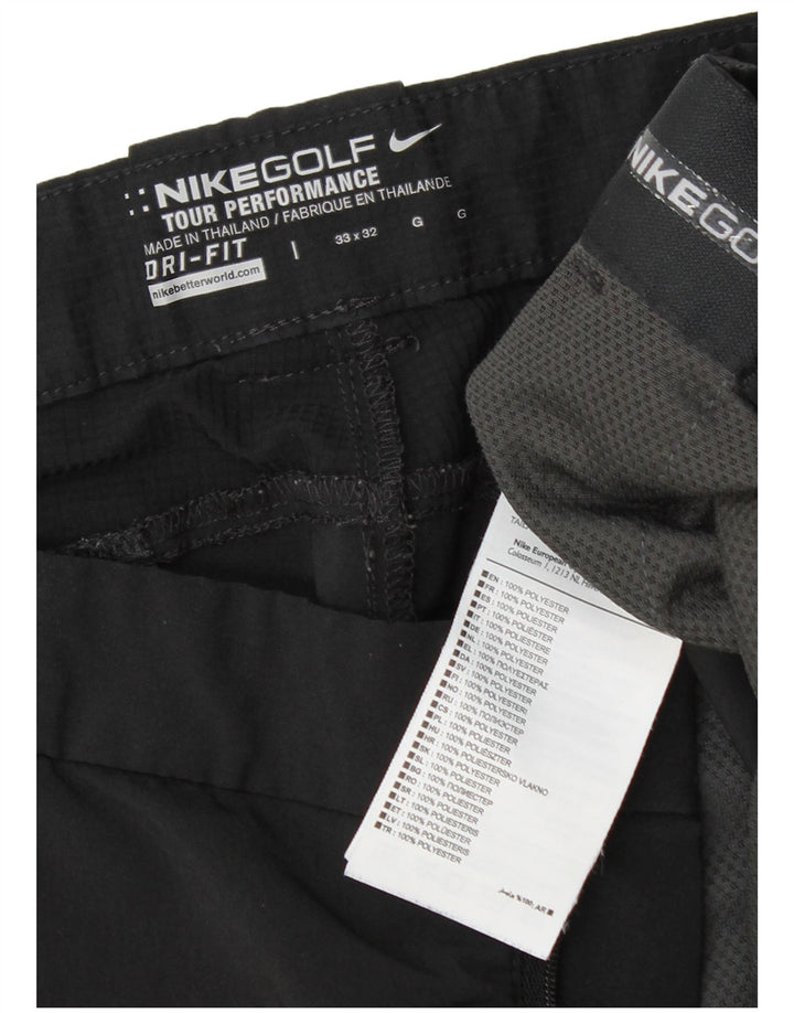 NIKE Pantalón chino recto Dri Fit para hombre W33 L32 Poliéster negro