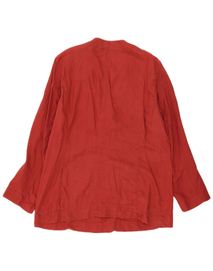 Laura Ashley Chaqueta Blazer de 4 Botones para Mujer UK 44 Grande Lino Rojo