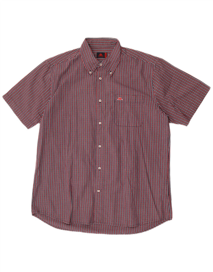 Kappa Camisa De Manga Corta Hombre 2XL Algodón A Cuadros Rojos