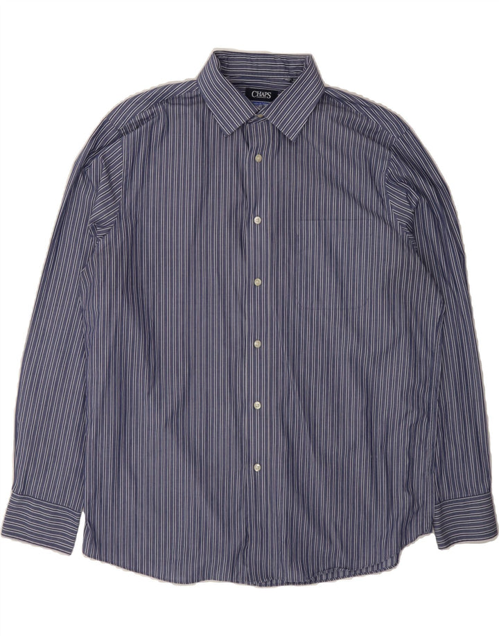 CHAPS Mens Shirt Size 17 XL Blue Striped Cotton Vintage Chaps and Second-Hand Chaps from Messina Hembry 