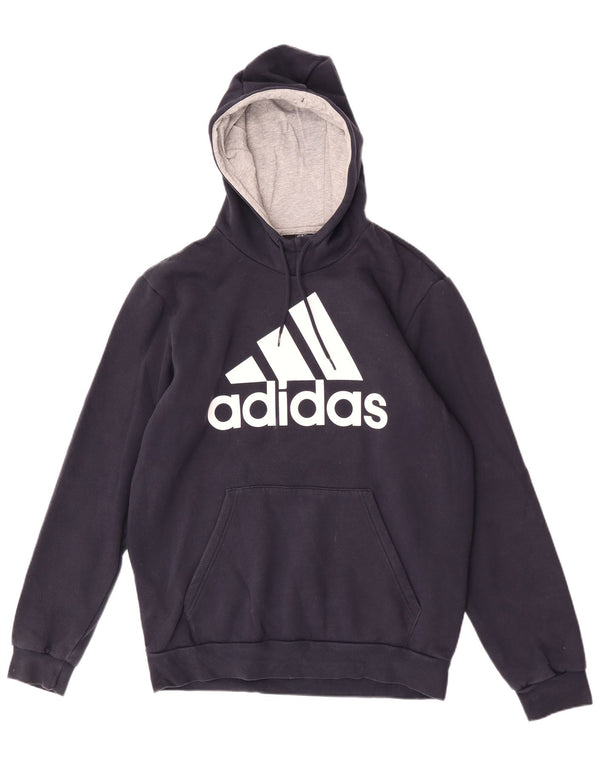 Adidas - Sudadera con capucha para hombre, diseño gráfico, Reino Unido 44/46, tamaño grande, algodón azul marino