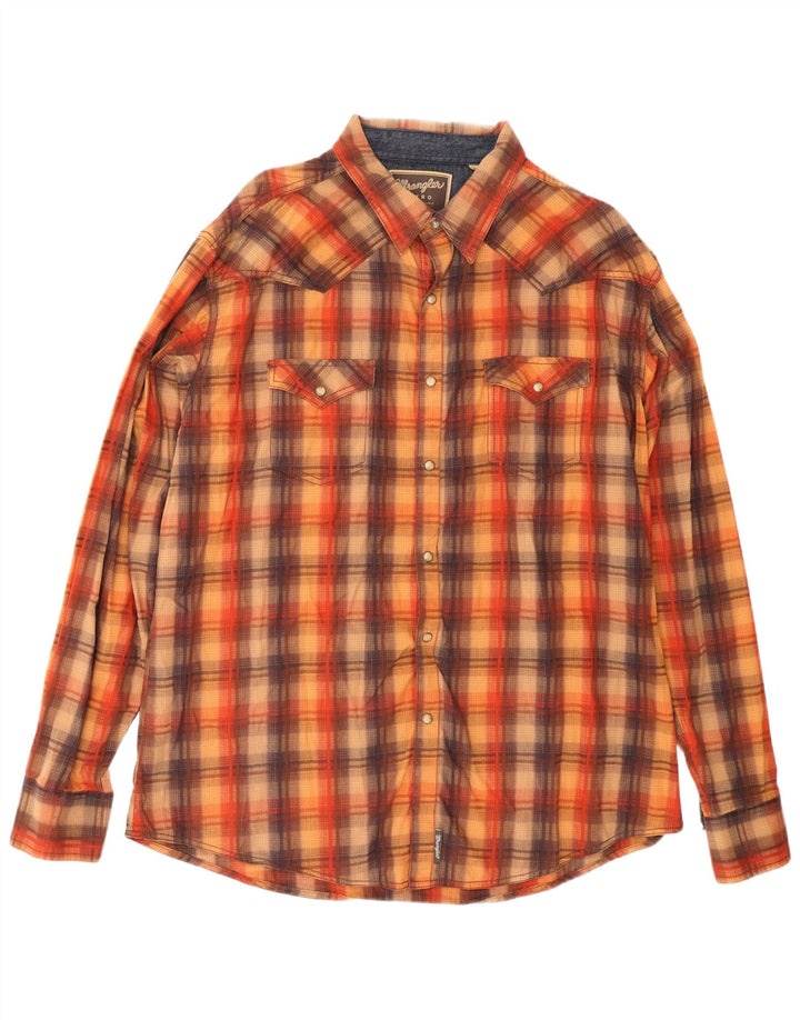 Wrangler Camisa retro para hombre 2XL Algodón a cuadros marrón