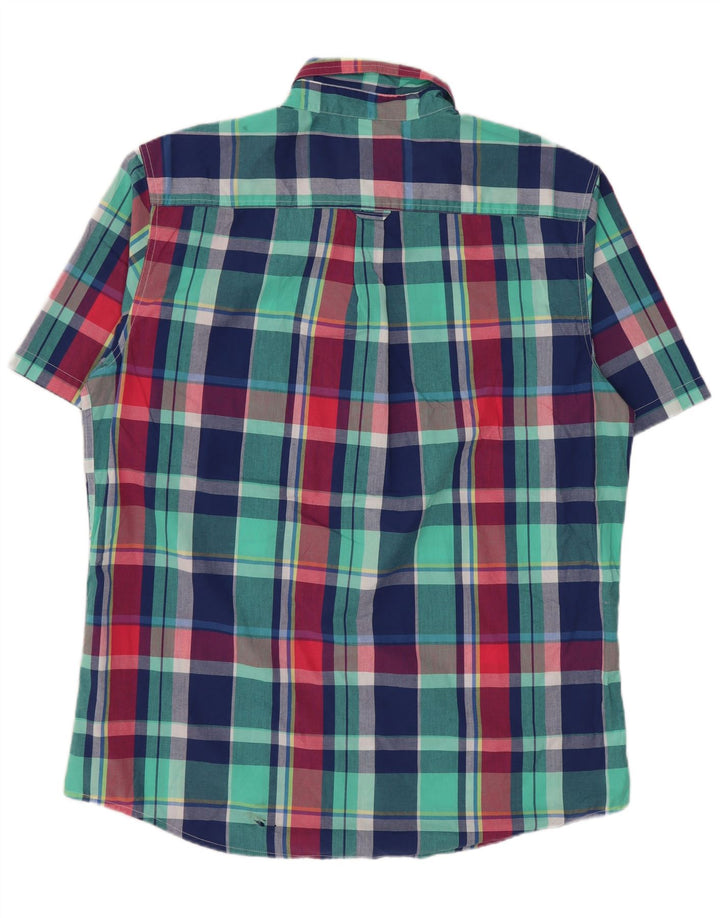 Chaps Camisa de manga corta para hombre de fácil cuidado, algodón a cuadros multicolor grande