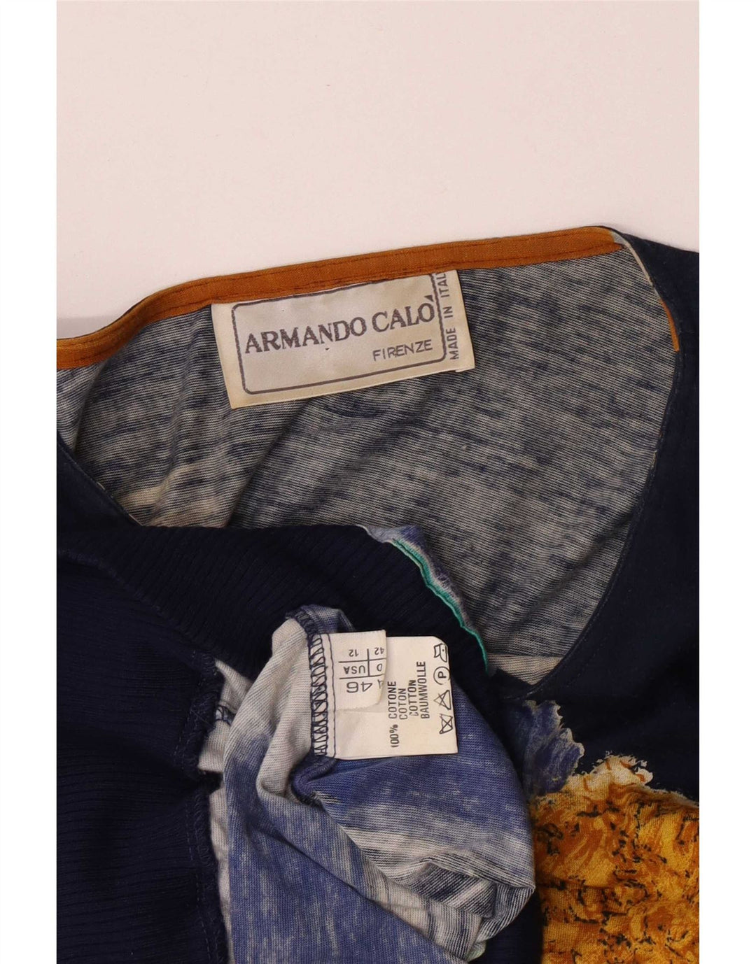 Armando Calo Blusa con estampado abstracto para mujer IT 46 Large Azul marino
