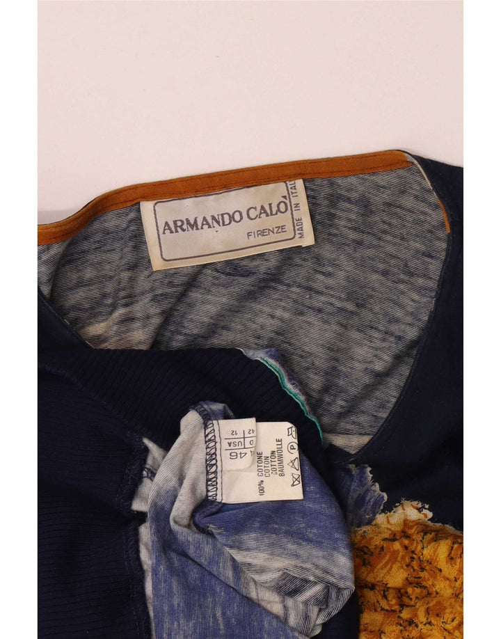 Armando Calo Blusa con estampado abstracto para mujer IT 46 Large Azul marino