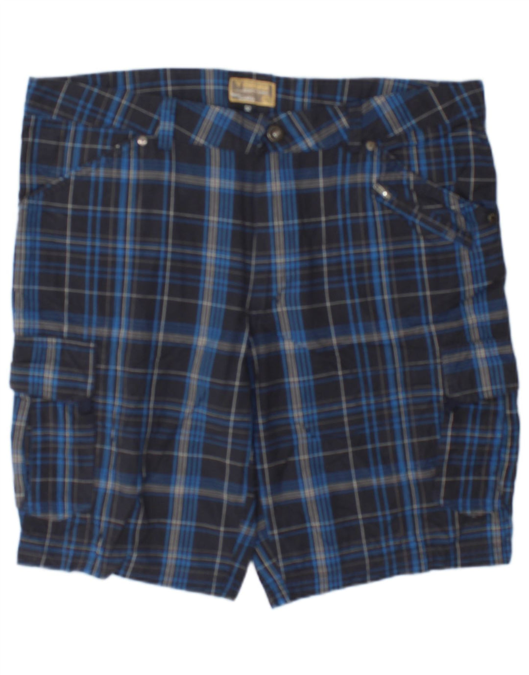 Brugi Pantalones cortos cargo para hombre IT 52 XL W36 Algodón a cuadros azul marino