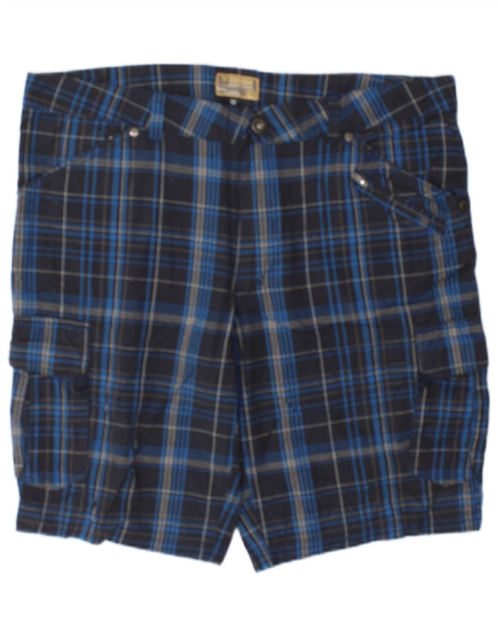 Brugi Pantalones cortos cargo para hombre IT 52 XL W36 Algodón a cuadros azul marino
