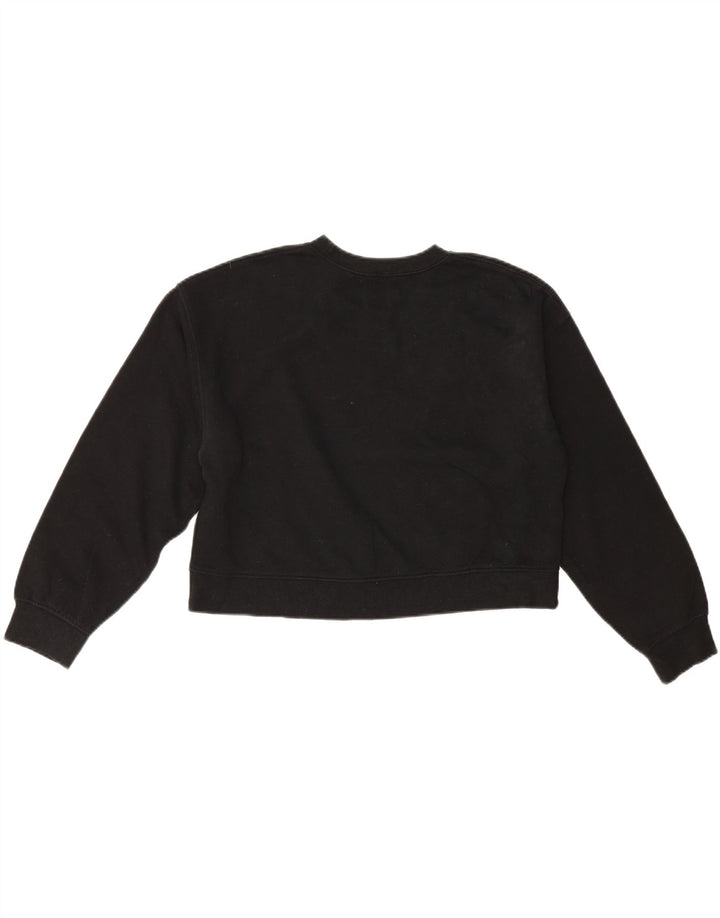 Zara Mujer Crop Sudadera Jumper UK 44 Mediano Negro Algodón