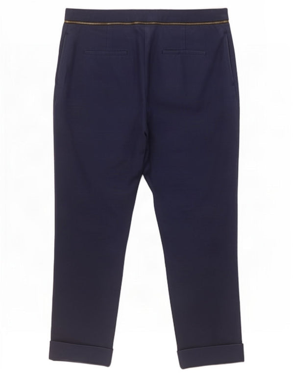 Zara Mujer Pantalones Cortos Rectos EU 42 Large W32 L25 Azul Marino Algodón