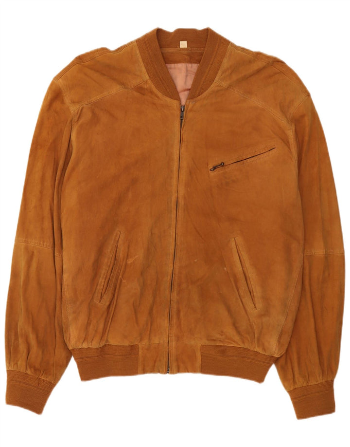 Vintage hombres ante bomber chaqueta IT 54 2XL cuero marrón