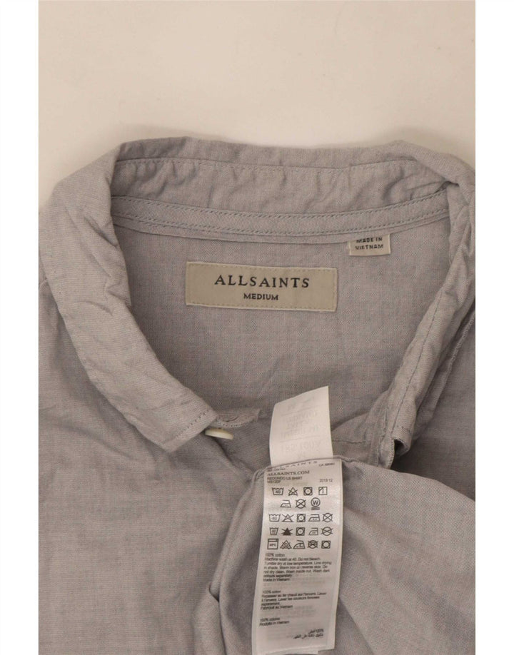 Camisa All Saints Hombre Algodón Gris Medio