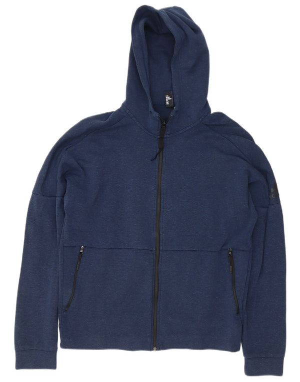 Adidas - Sudadera con capucha y cremallera gráfica para hombre, talla grande, azul marino