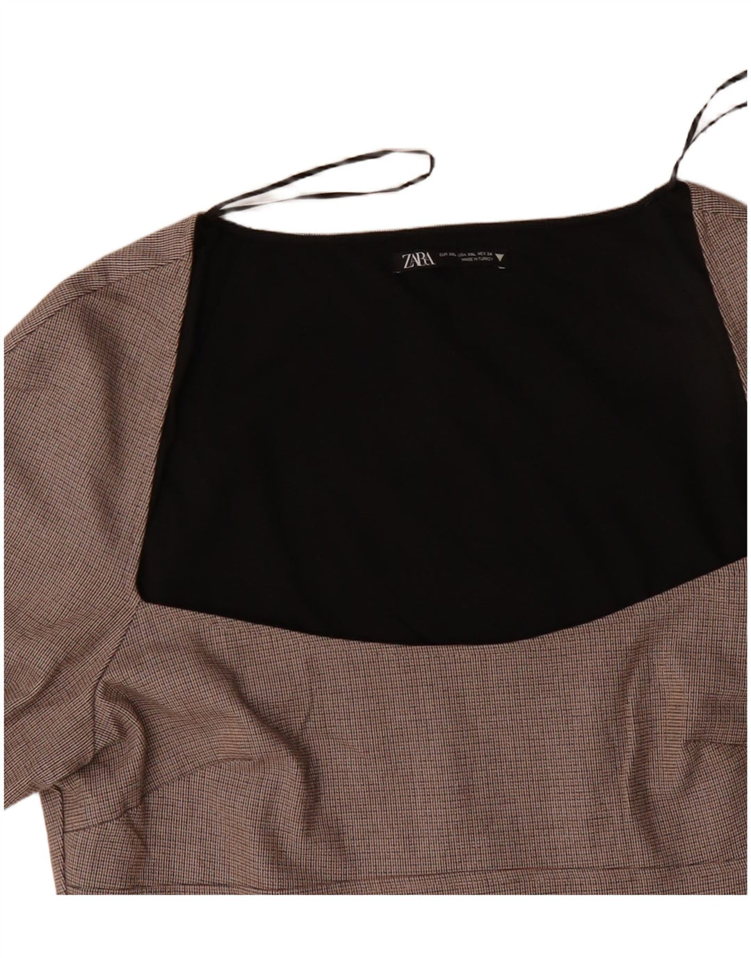 ZARA Vestido tubo de manga larga para mujer ES 40 2XL Poliéster a cuadros beige