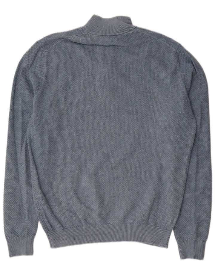 Massimo Dutti Hombre Jersey Con Cremallera En El Cuello Large Azul Algodón