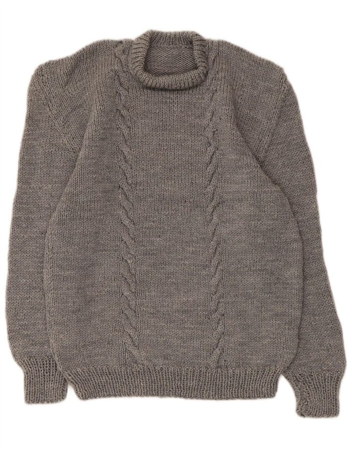 Vintage mujer cuello redondo jersey suéter Reino Unido 10 pequeño gris