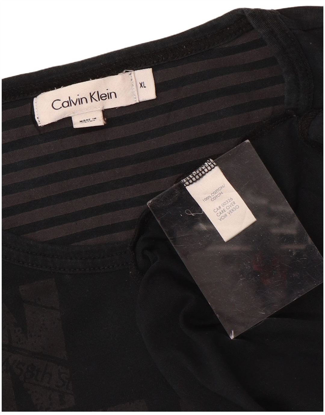 CALVIN KLEIN Camiseta gráfica para hombre Top XL Algodón negro