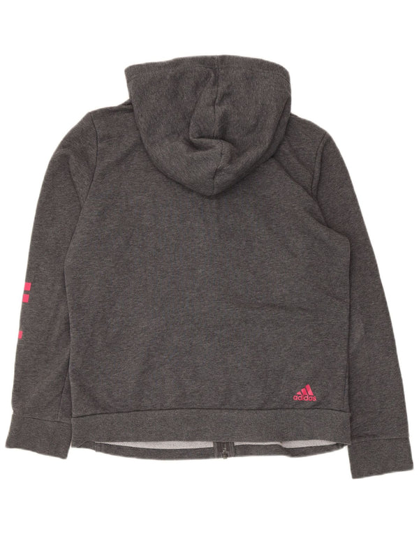 Adidas - Sudadera con capucha para mujer, diseño gráfico, ajuste regular, con cremallera, talla 40, color gris