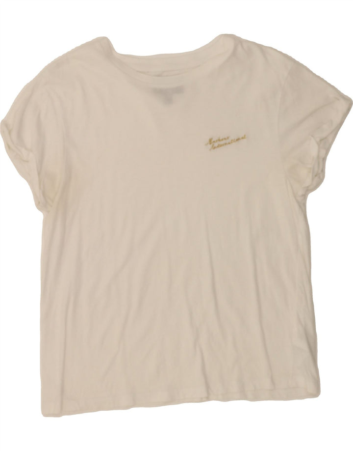 BARBOUR Womens T-Shirt Top UK 12 Medium White Cotton Vintage Barbour and Second-Hand Barbour from Messina Hembry 