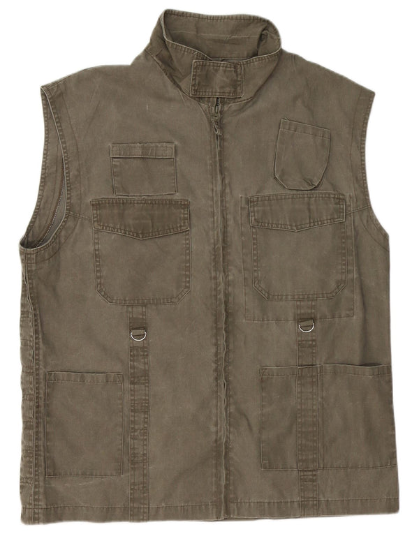Beyond Chaleco utilitario para hombre UK 44 2XL Algodón caqui