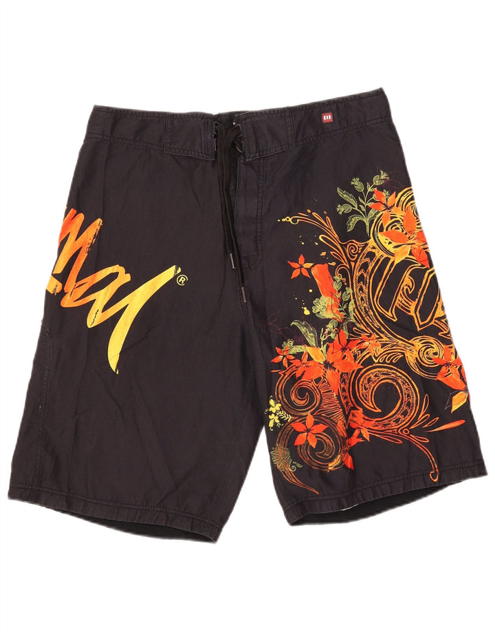Bañador gráfico para hombre animal Shorts poliéster floral negro medio