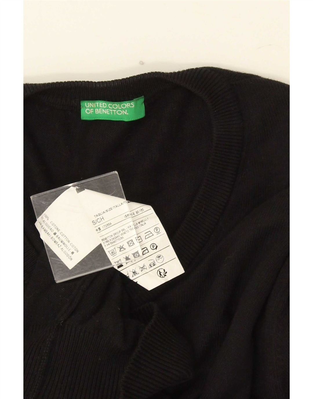 Benetton Jersey Con Cuello De Pico Small Negro Algodón